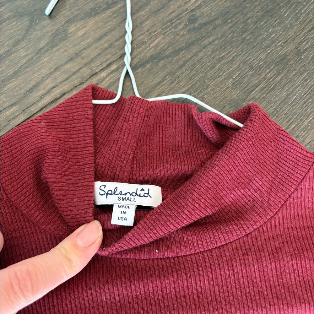 Splendid Burgundy Ribbed Turtleneck - Picture 2 of 2